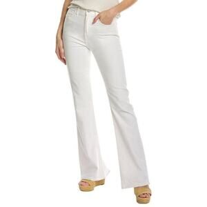 7 For All Mankind Flare Slit Jeans NEW White Denim Mid Rise Slim Leg Size 27